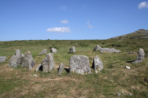 The Nine Maidens stone circle near Belstone Tor