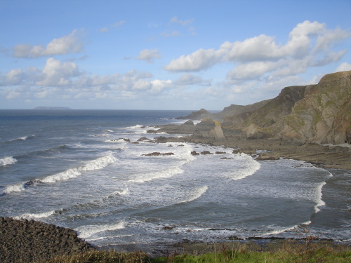 Lundy Island seen on the horizon from near Hartland Point