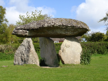 Spinster's Rock, showing all three supporting stones