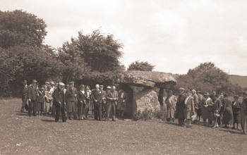 meeting of the Devonshire Association at Spinster's Rock, 1946. &copy; Dartmoor Archive