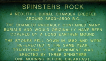 plaque describing Spinster's Rock