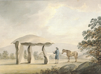 1792 watercolour of Spinster's Rock by Revd. John Swete