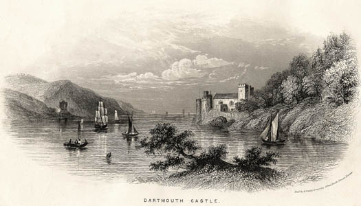 engraving of Dartmouth Castle by Henry Besley, 1860