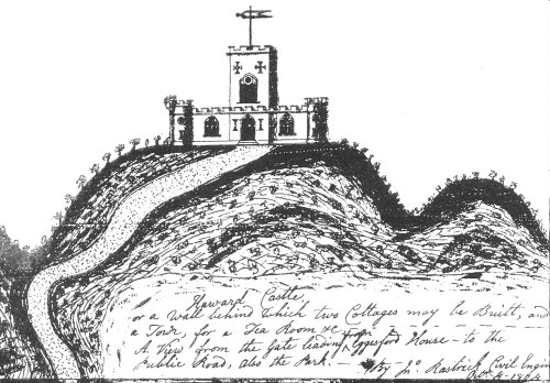 sketch of proposed folly on Heywood Castle motte