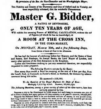 a poster publizing George Bidder's appearance at Oxford in 1817
