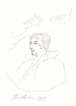 self-portrait in pencil from Northcote's Italian notebook