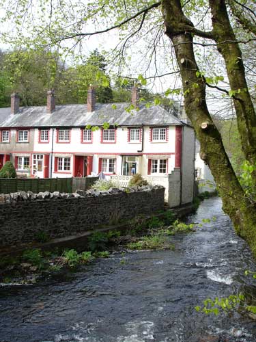 Terrace abutting West Okement near Okehampton Castle