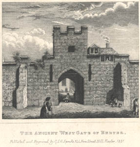 engraving from a 1765 drawing of Exeter's West Gate