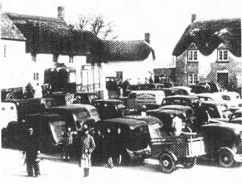 market day traffic in Sheepwash village square